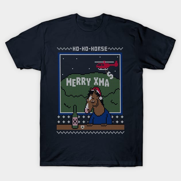 Ho-Ho-Horse! - Ugly Christmas Sweater T-Shirt by Raffiti